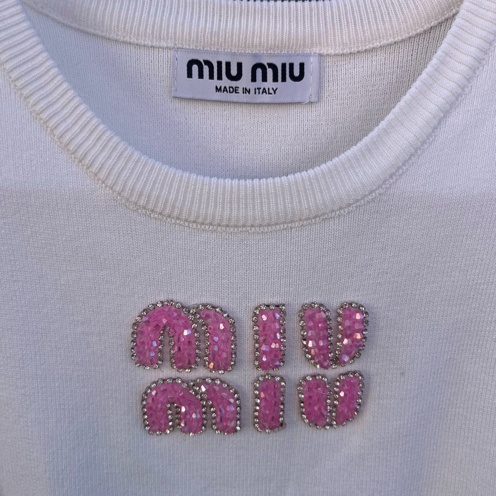 Miu Miu White Top with Pink Logo